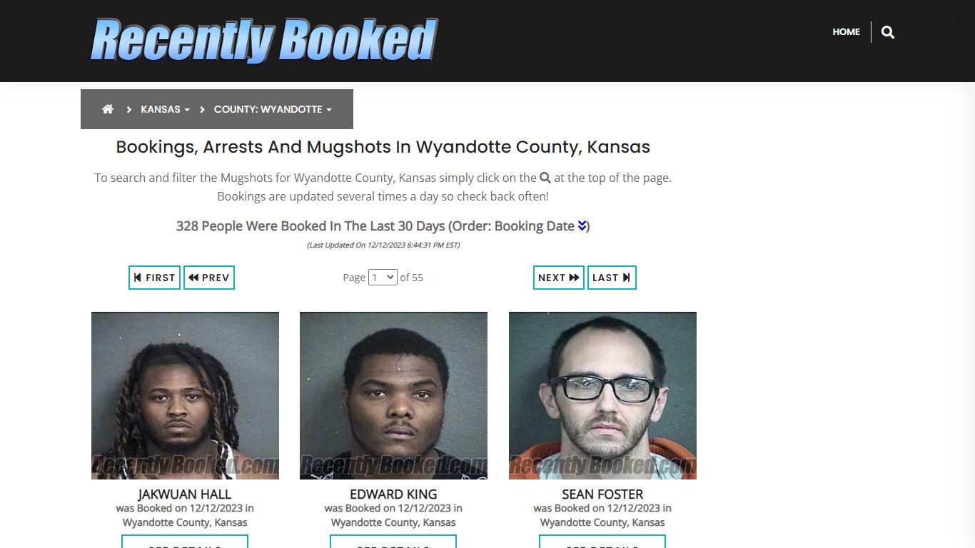 Bookings, Arrests and Mugshots in Wyandotte County, Kansas